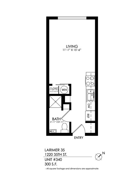 A drawing of a floor plan for a living space.